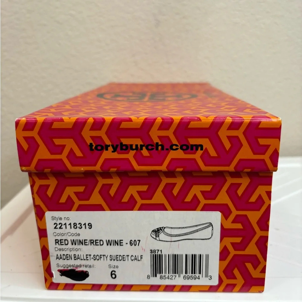 Tory Burch Aaden Flats in Red Wine - Picture 12 of 16